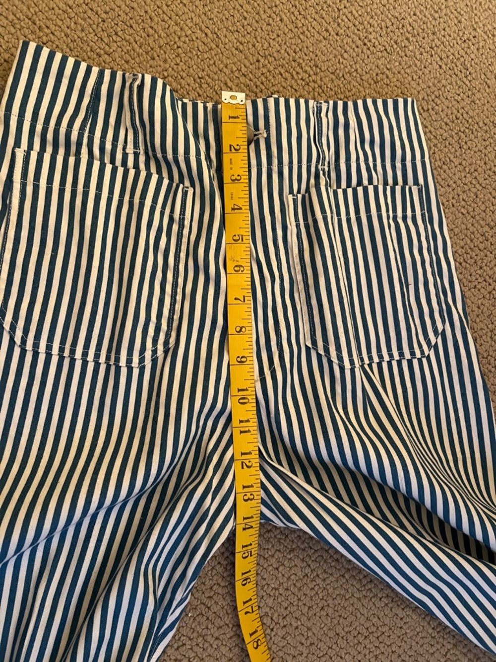 Maeve Anthropologie Blue and White Striped Cropped Wide-Leg Pants 30 Colette - Picture 15 of 16